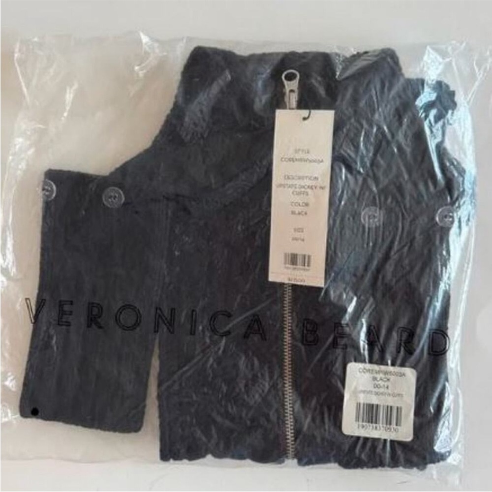 NWT $378 Veronica Beard Black Upstate Cable Knit Wool Dickey & cuffs set Rare